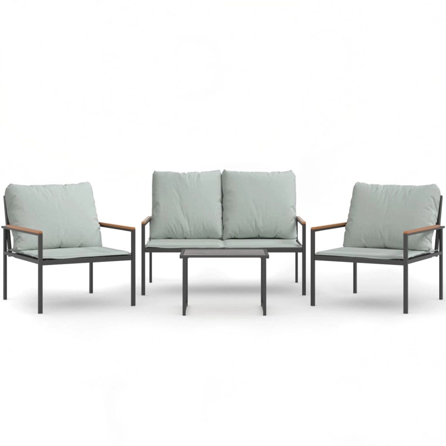 vidaXL 4-Tlg Garten-Lounge-Set mit Kissen Anthrazit Stahl 3188016 günstig online kaufen