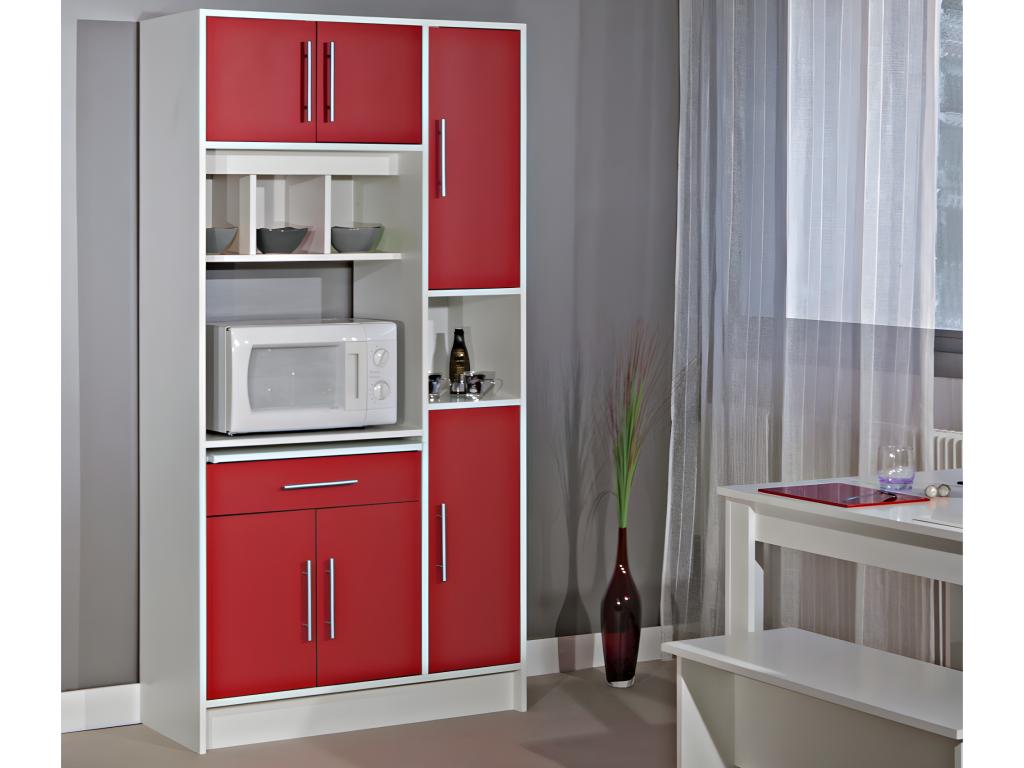 Küchenbuffet Buffetschrank mit 5 Türen & 1 Schublade - Weiß & Rot - MADY günstig online kaufen