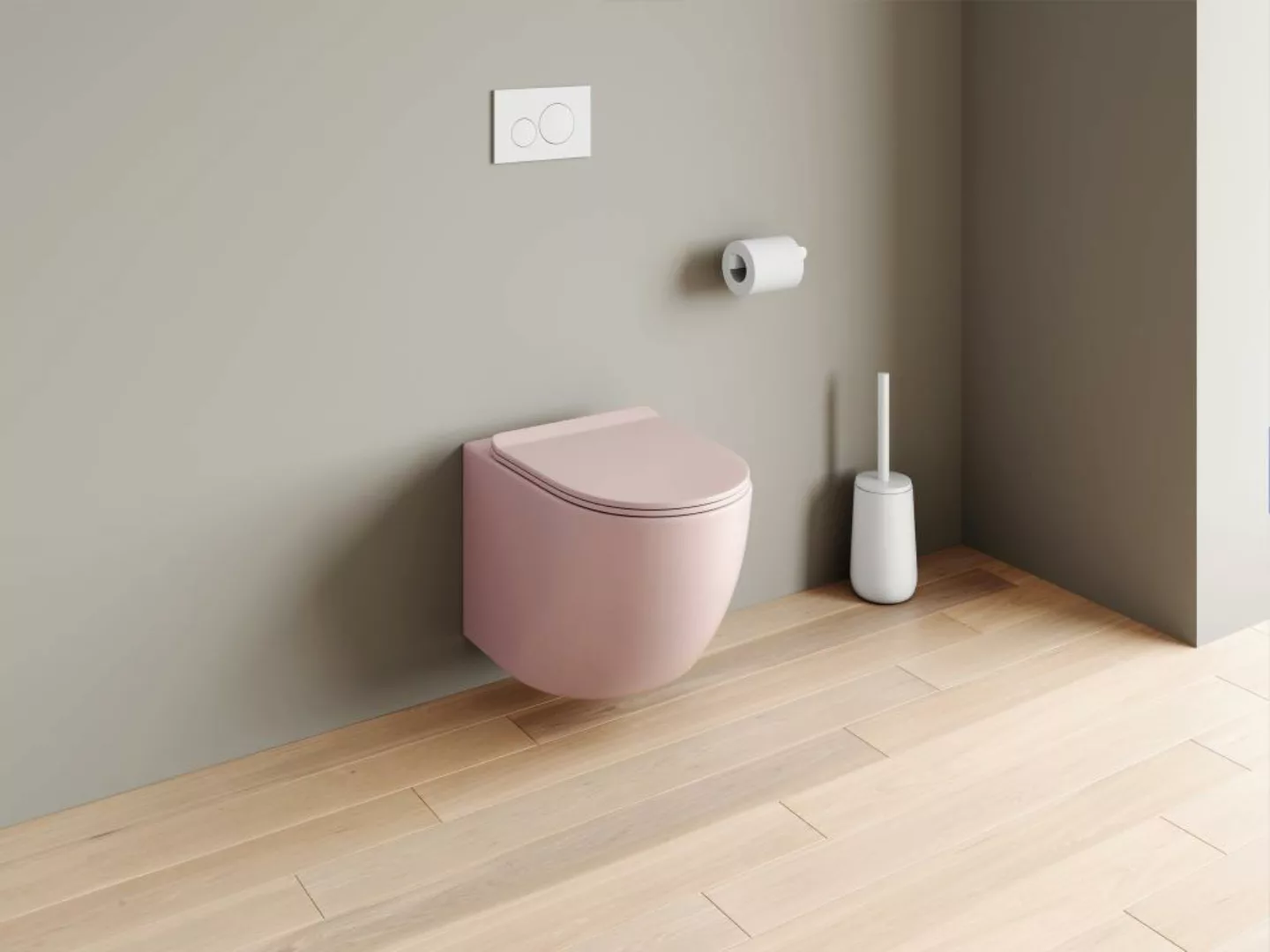 Sparset - Wand-WC mit Trägergestell & Betätigungsplatte - Rosa matt - JAVOI günstig online kaufen