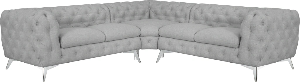 Leonique Chesterfield-Sofa "Ecksofa GLYNIS L-Form mit Wellenunterfederung, günstig online kaufen
