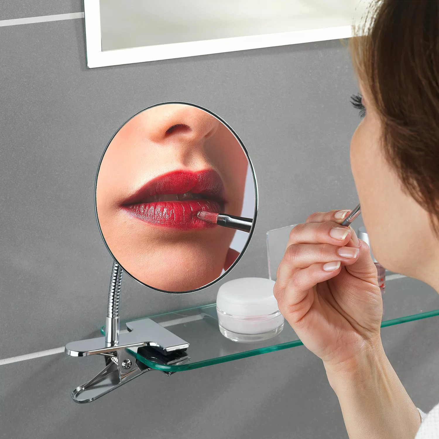 WENKO Kosmetikspiegel Clip, 5-fach Vergrößerung silber günstig online kaufen