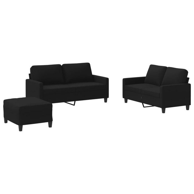 vidaXL Sofa Sofagarnitur mit Kissen Stoff, Standard + Fußhocker, Schwarz günstig online kaufen