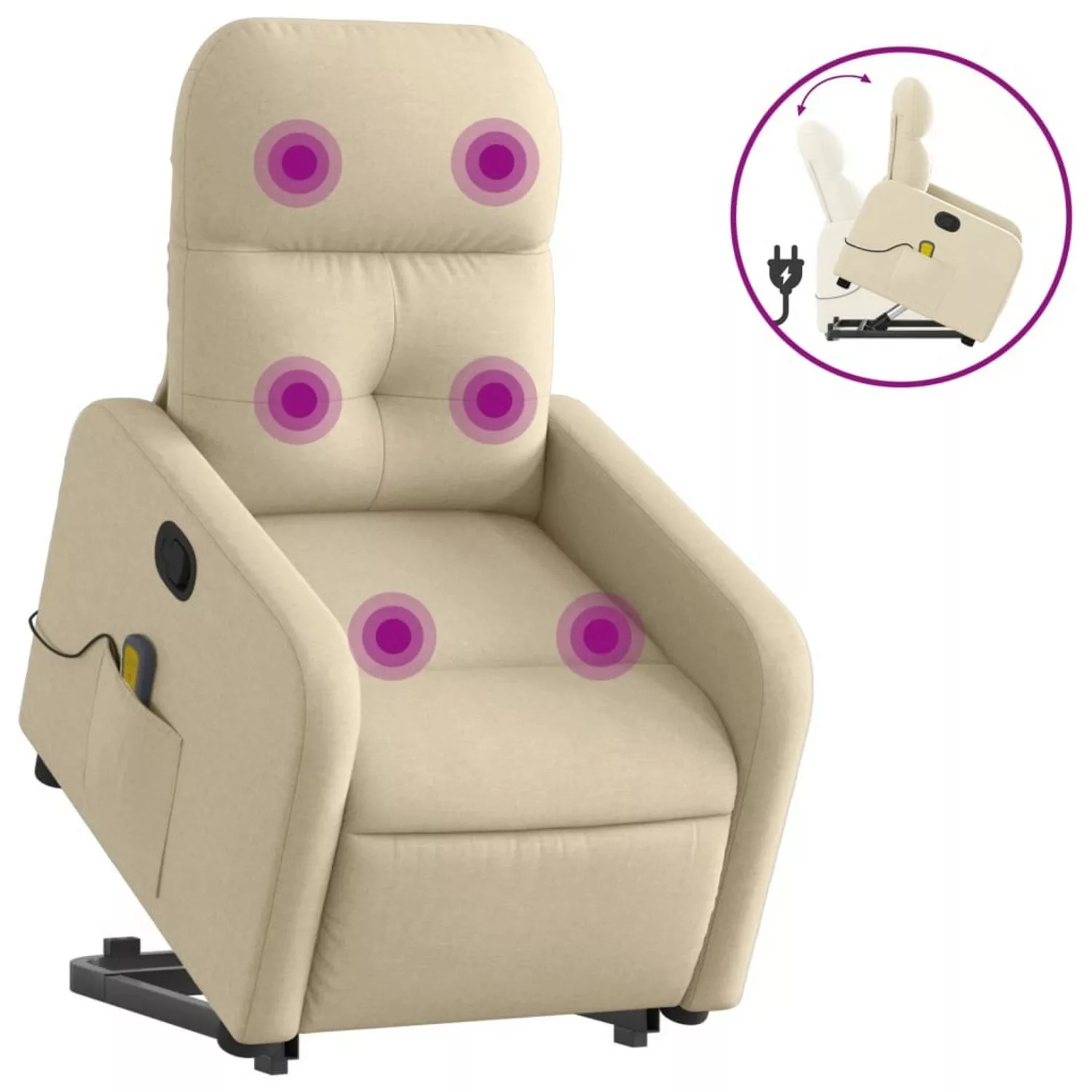 vidaXL Massagesessel mit Aufstehhilfe Creme Stoff Modell 12 günstig online kaufen