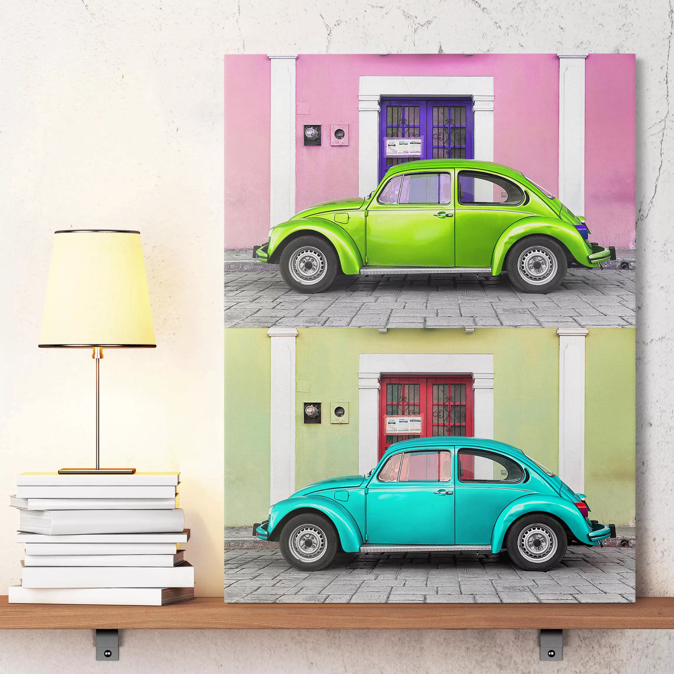 Leinwandbild Architektur & Skyline - Hochformat Farbige Beetles günstig online kaufen