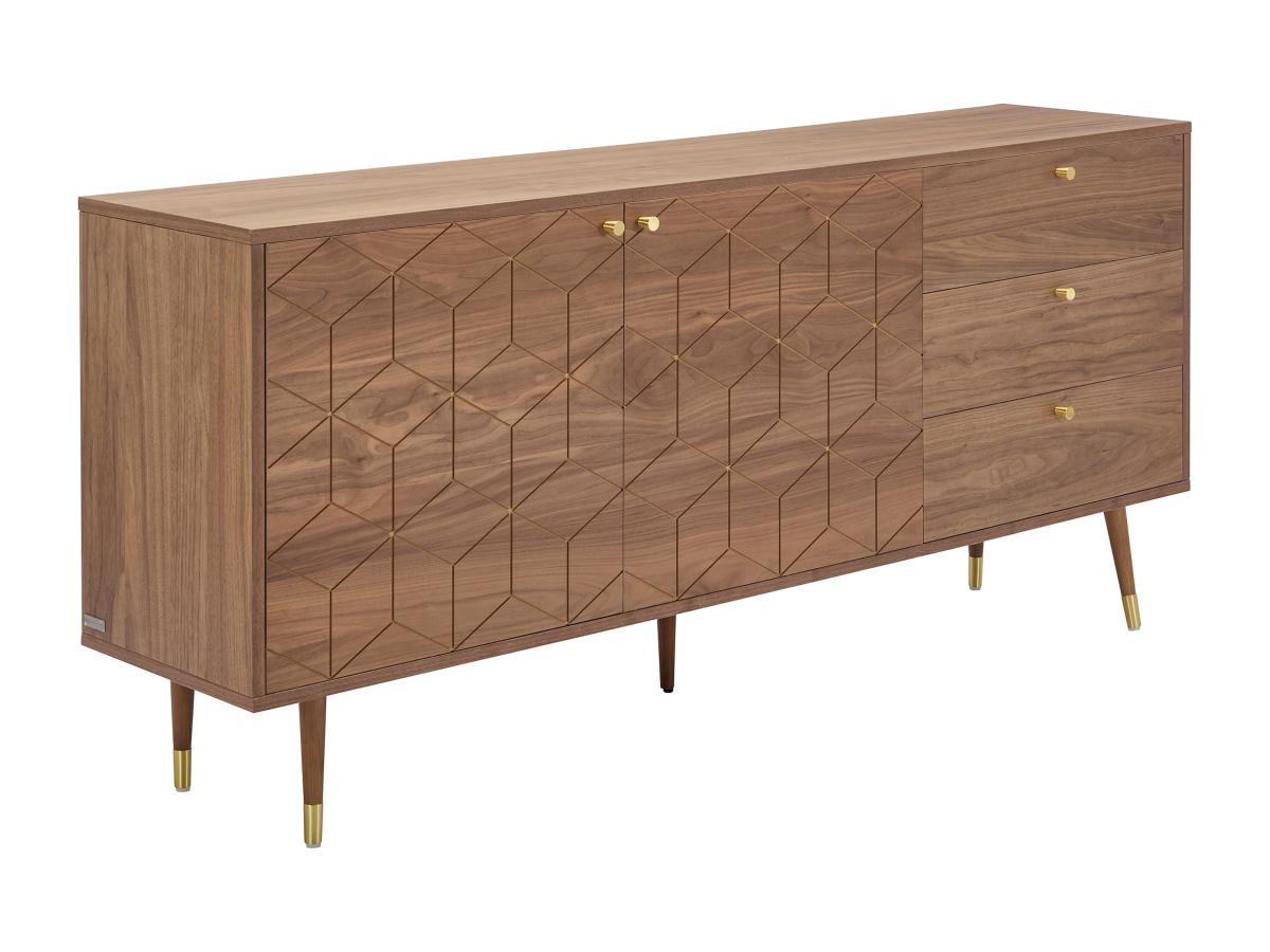 Sideboard mit 2 Türen & 3 Schubladen - Nussbaumfurnier - Holzfarben dunkel günstig online kaufen