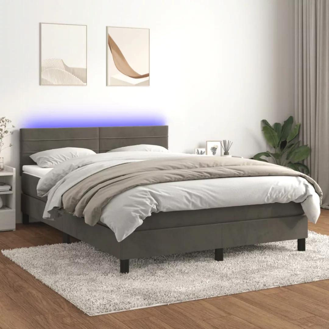 vidaXL Boxspringbett Boxspringbett mit Matratze LED Dunkelgrau 140x190 cm S günstig online kaufen