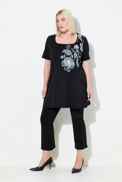 Ulla Popken Longshirt Longshirt A-Linie Blumendruck ab der Schulter günstig online kaufen