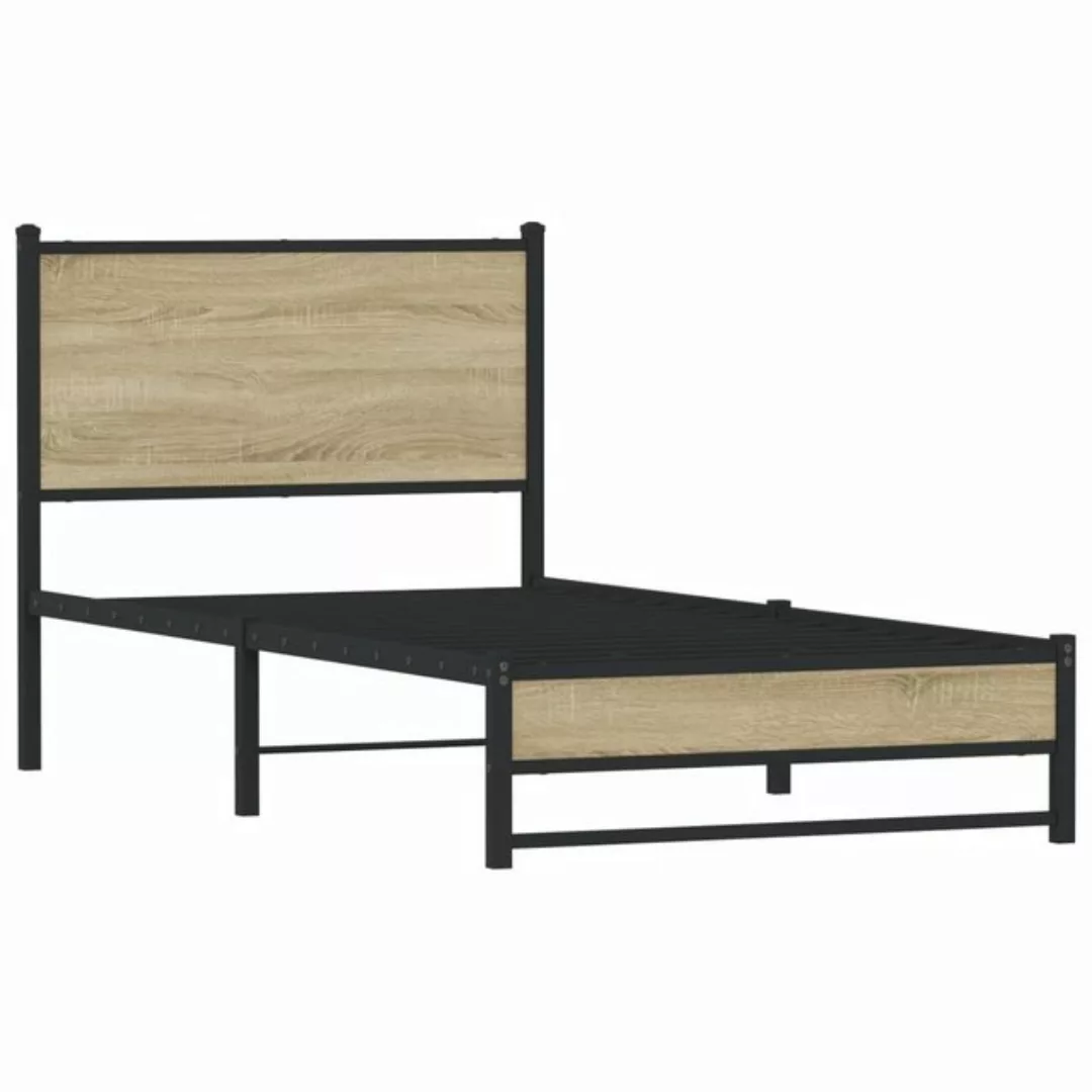 vidaXL Bett Metallbett ohne Matratze Sonoma-Eiche 90x190 cm günstig online kaufen