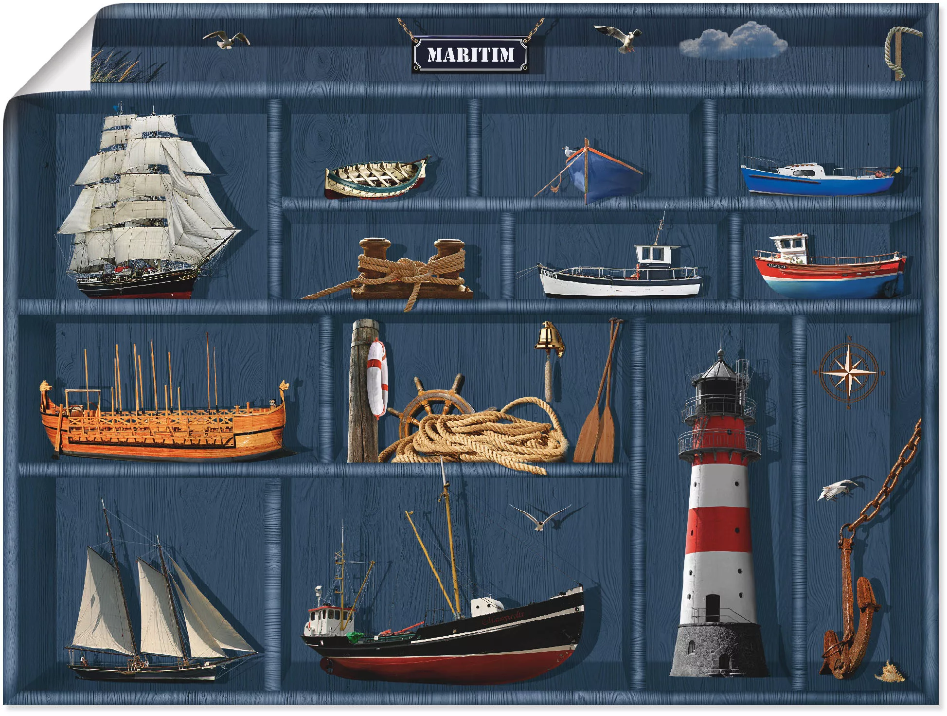 Artland Wandbild "Der maritime Setzkasten", Arrangements, (1 St.), als Lein günstig online kaufen