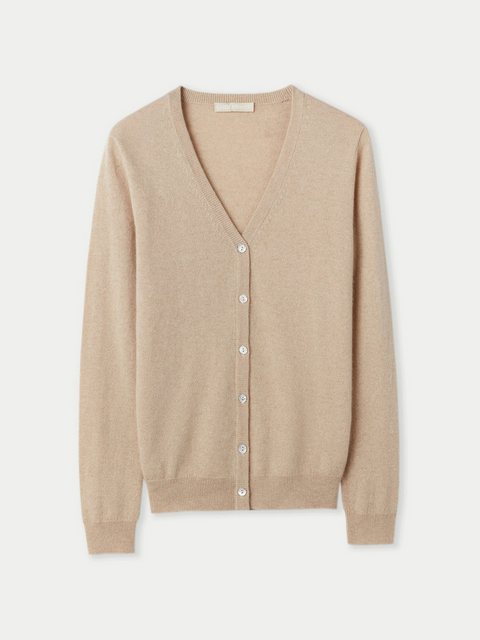 GOBI Cashmere Strickjacke Naturfarbe V-Ausschnitt Kaschmirstrickjacke günstig online kaufen