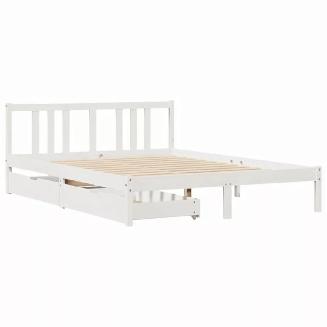 vidaXL Bett Massivholzbett ohne Matratze Weiß 150x200 cm Kiefernholz günstig online kaufen