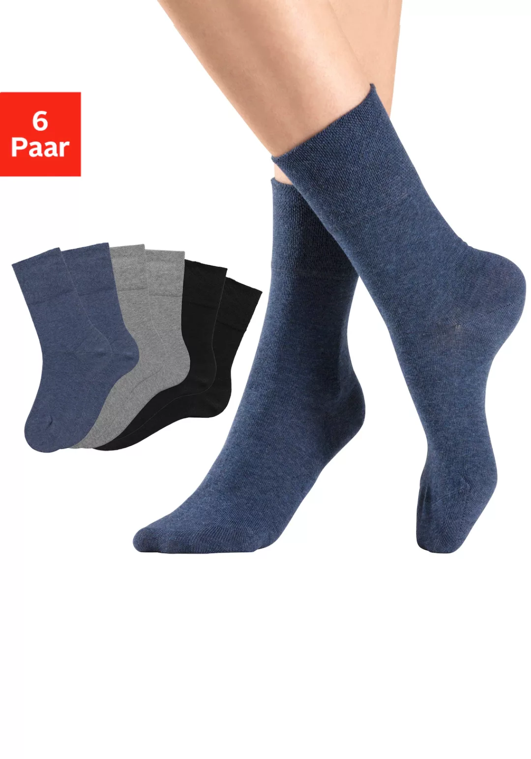 H.I.S Socken, (Packung, 6 Paar), mit Komfortbund auch für Diabetiker geeign günstig online kaufen
