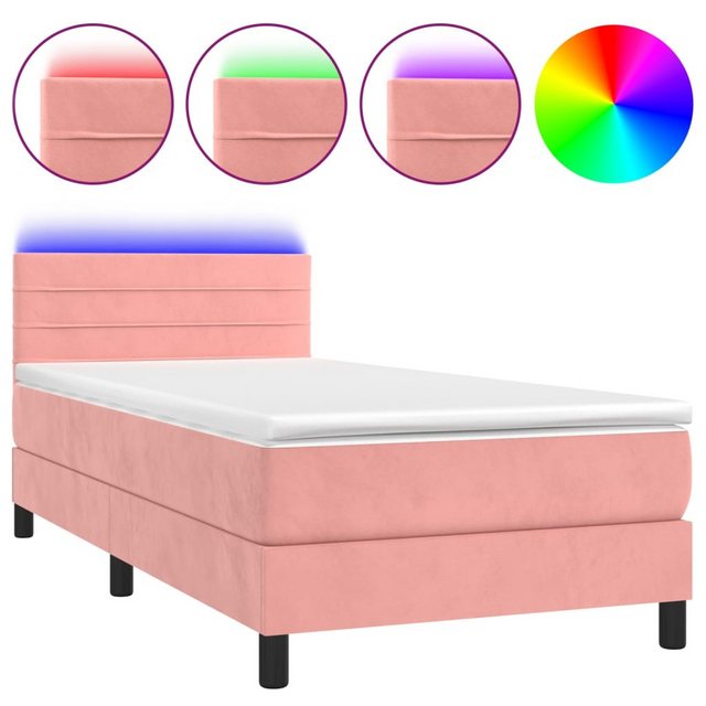 vidaXL Boxspringbett Bett Boxspringbett mit Matratze & LED Samt (90 x 190 c günstig online kaufen