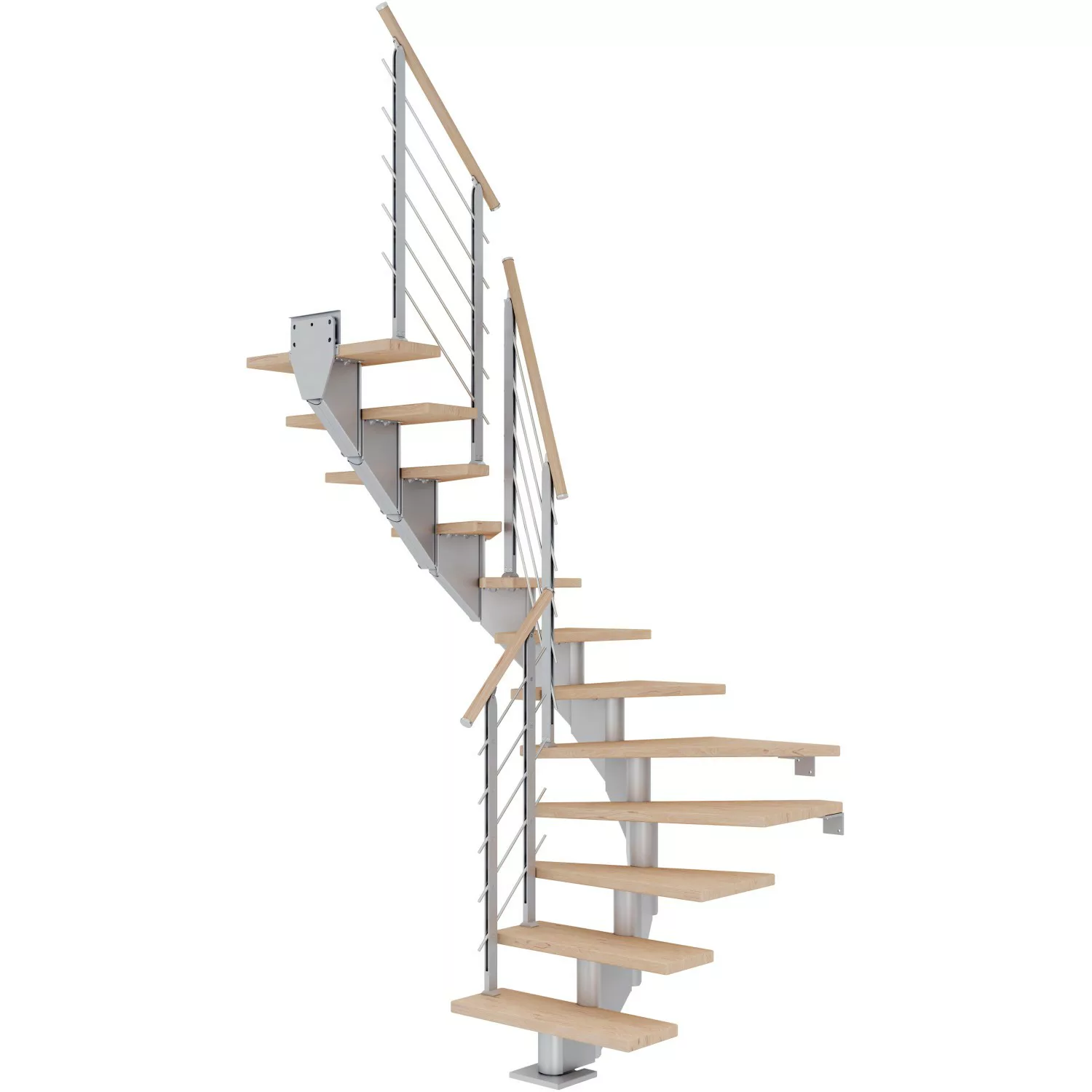 Dolle Mittelholmtreppe Hamburg Eiche Weiß Perlgrau GH bis 279 cm 1/2 Gew. 8 günstig online kaufen