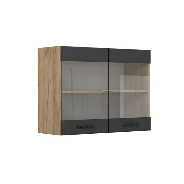 Vicco Glashängeschrank R-Line, Anthrazit Landhaus/Goldkraft Eiche, 80 cm günstig online kaufen