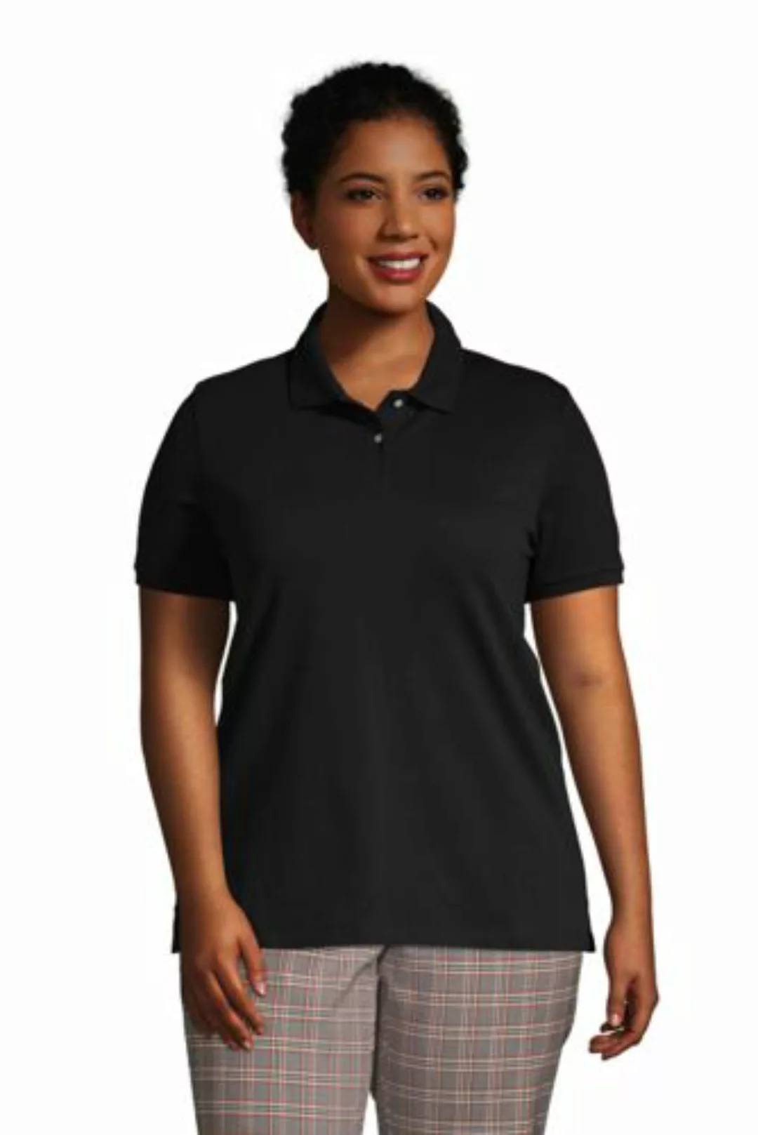 Piqué-Poloshirt in großen Größen, Damen, Größe: 52-54 Plusgrößen, Schwarz, günstig online kaufen
