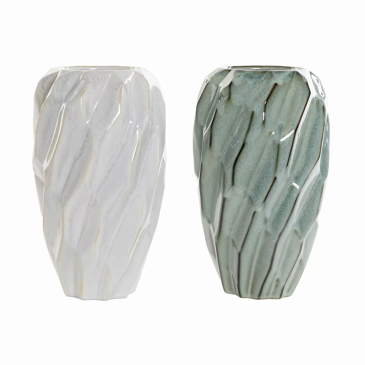 Vase Dkd Home Decor Minze Hellgrau Steingut (2 Stück) (16 X 16 X 27 Cm) günstig online kaufen