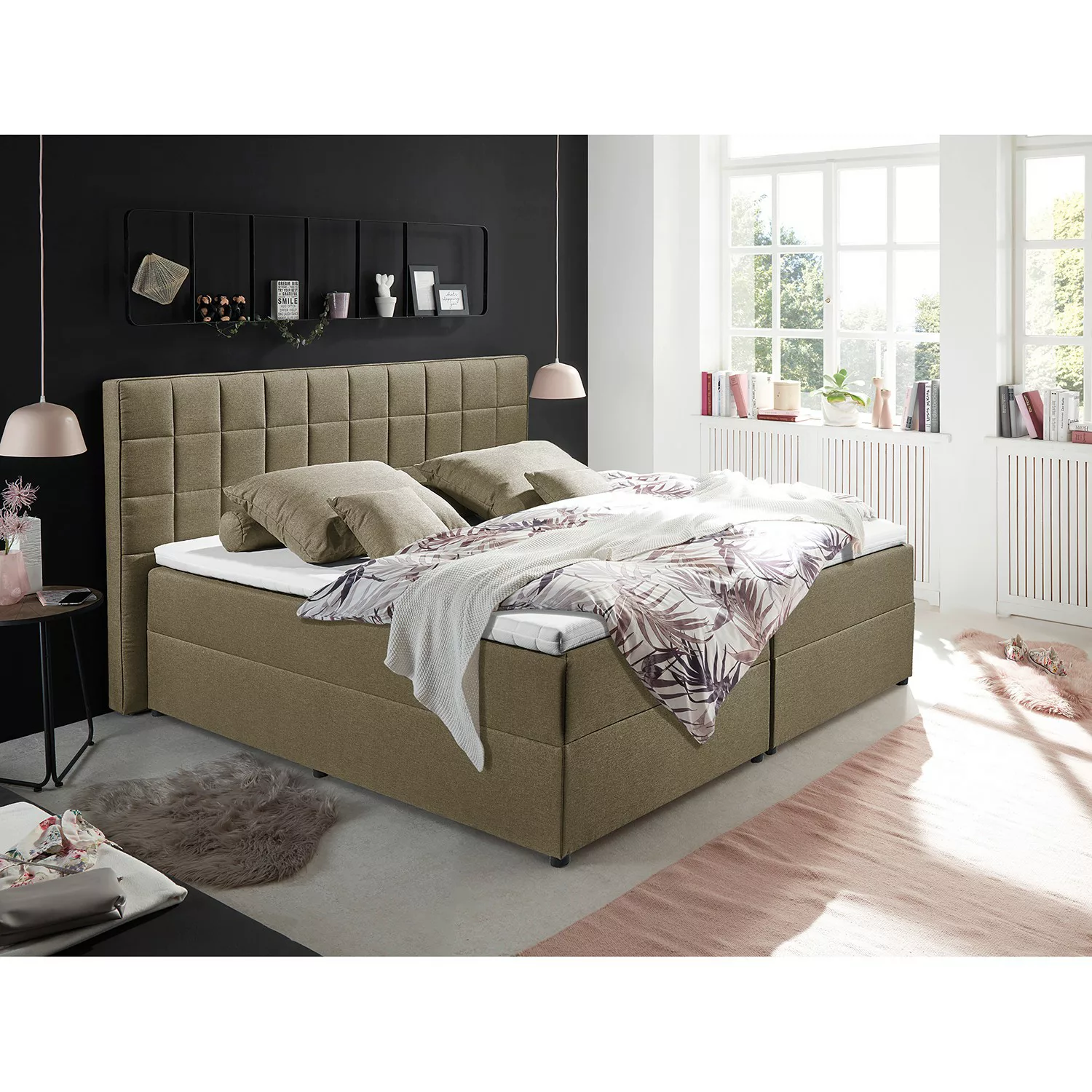 home24 loftscape Polsterbett Loiz 180x200 cm Webstoff Schlamm mit Bettkaste günstig online kaufen