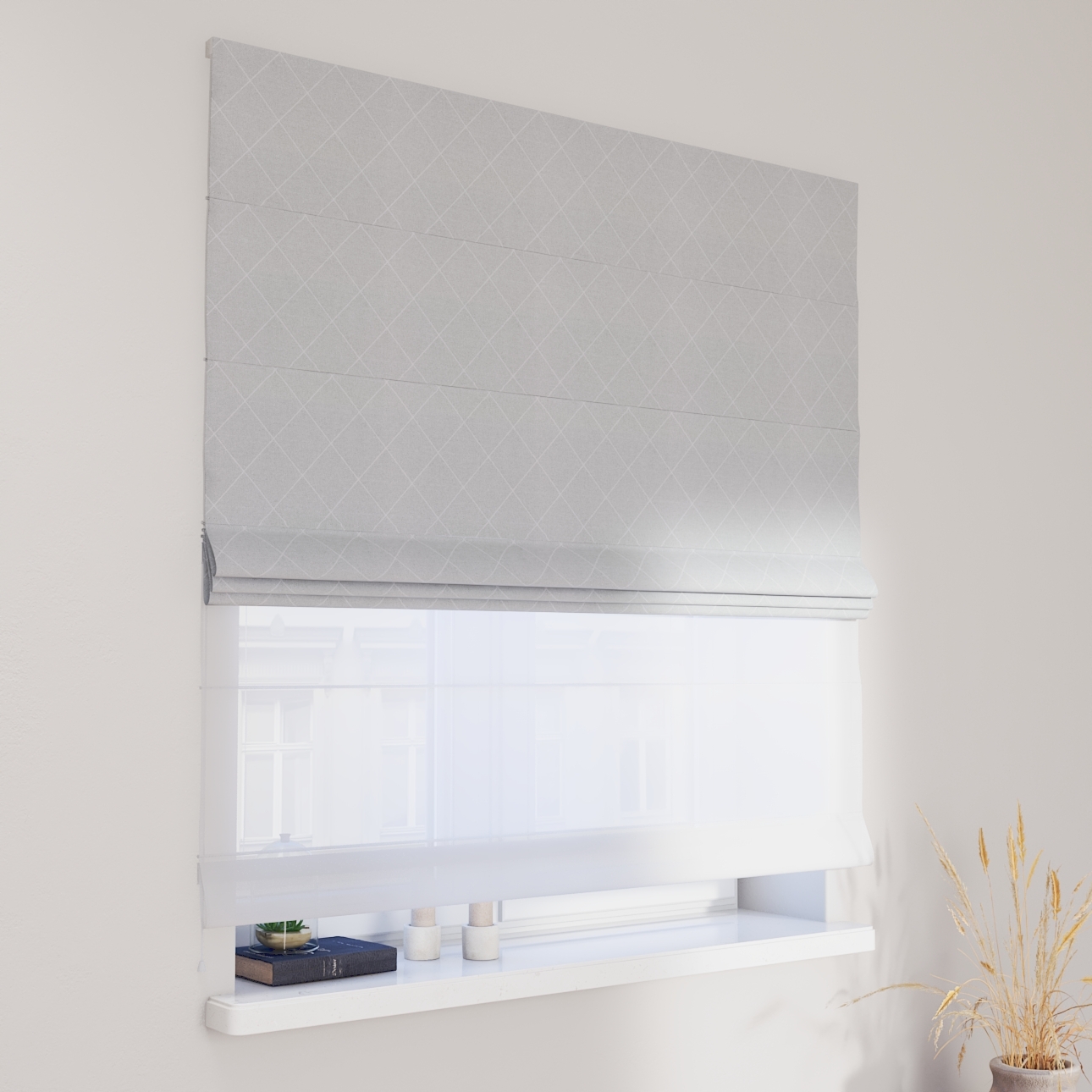 Dekoria Doppelraffrollo Duo, grau-silbern, 120 x 150 cm günstig online kaufen