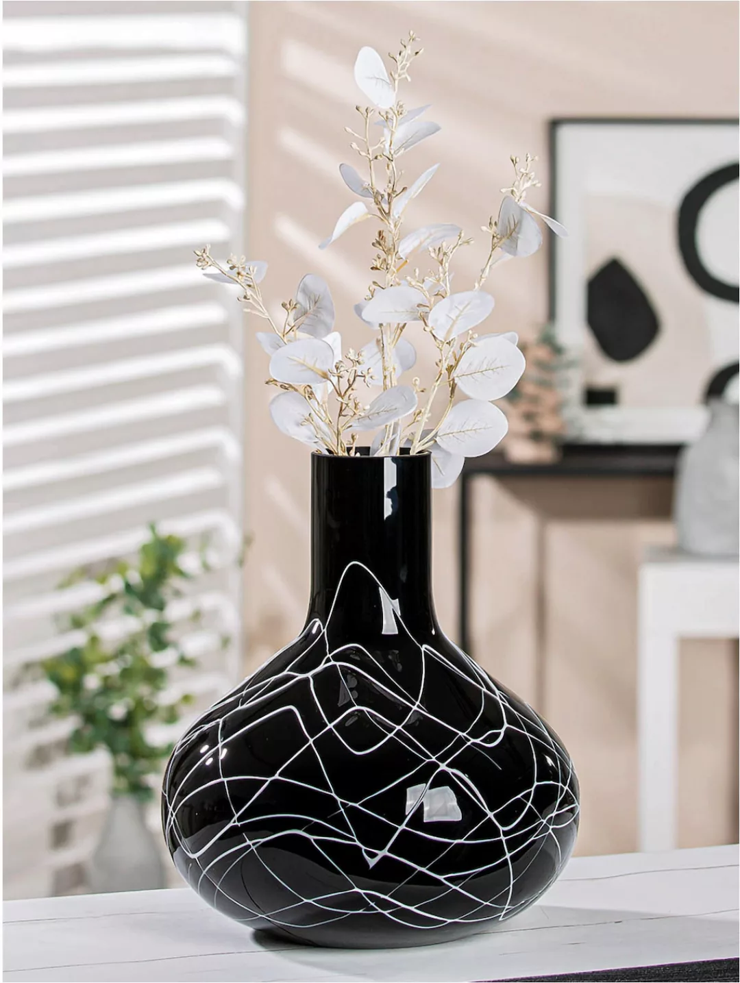 GILDE Tischvase »Vase Uderzo mit Spinnenwebendekor, Höhe ca. 28 cm«, (1 St. günstig online kaufen