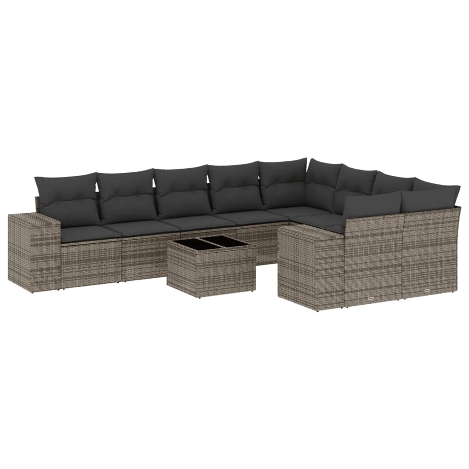 vidaXL 10-Tlg Garten-Sofagarnitur mit Kissen Grau Poly Rattan 3255387 günstig online kaufen