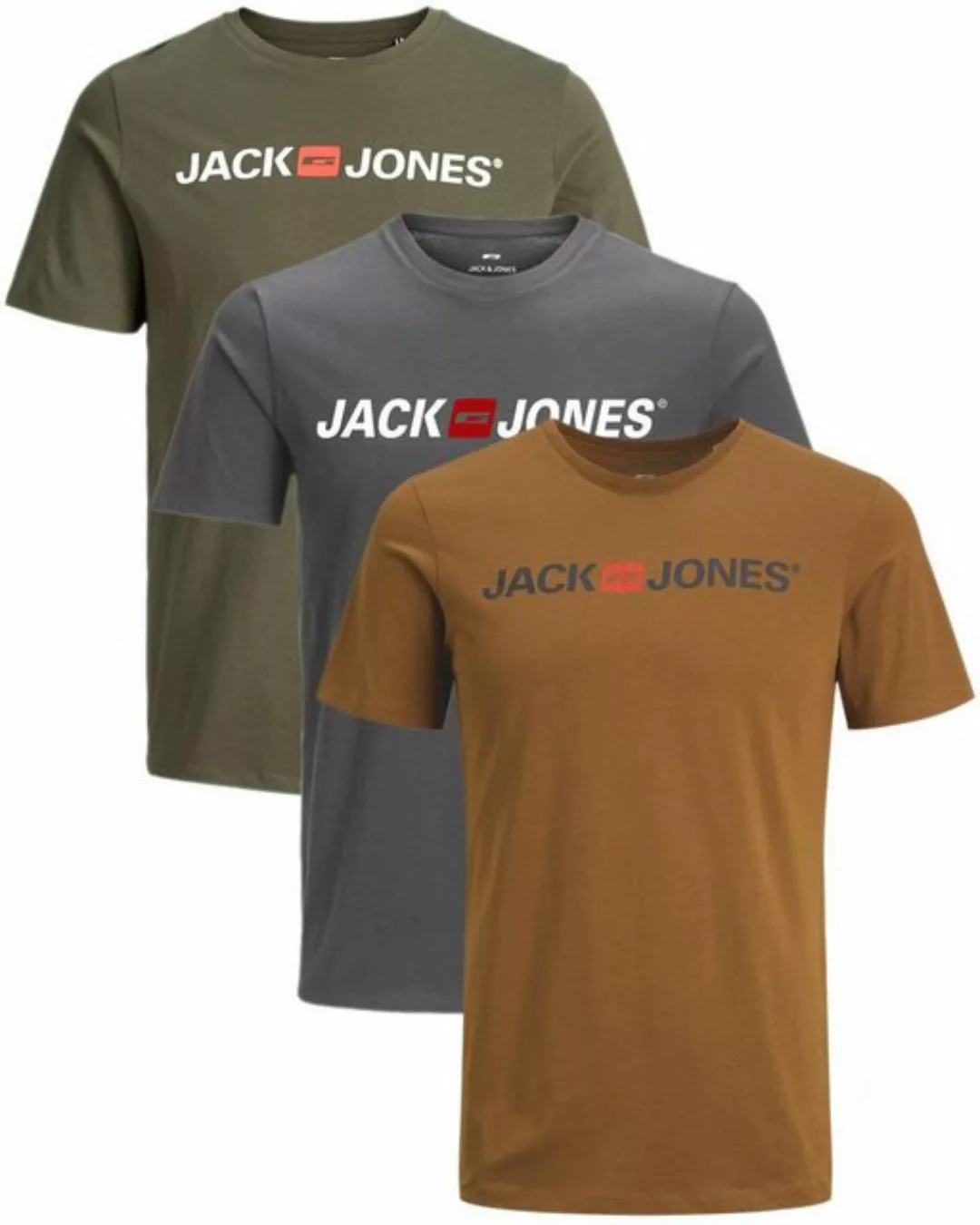 Jack & Jones T-Shirt Stilvolles Slim-Fit Shirt mit Printdruck (3er-Pack) Pr günstig online kaufen