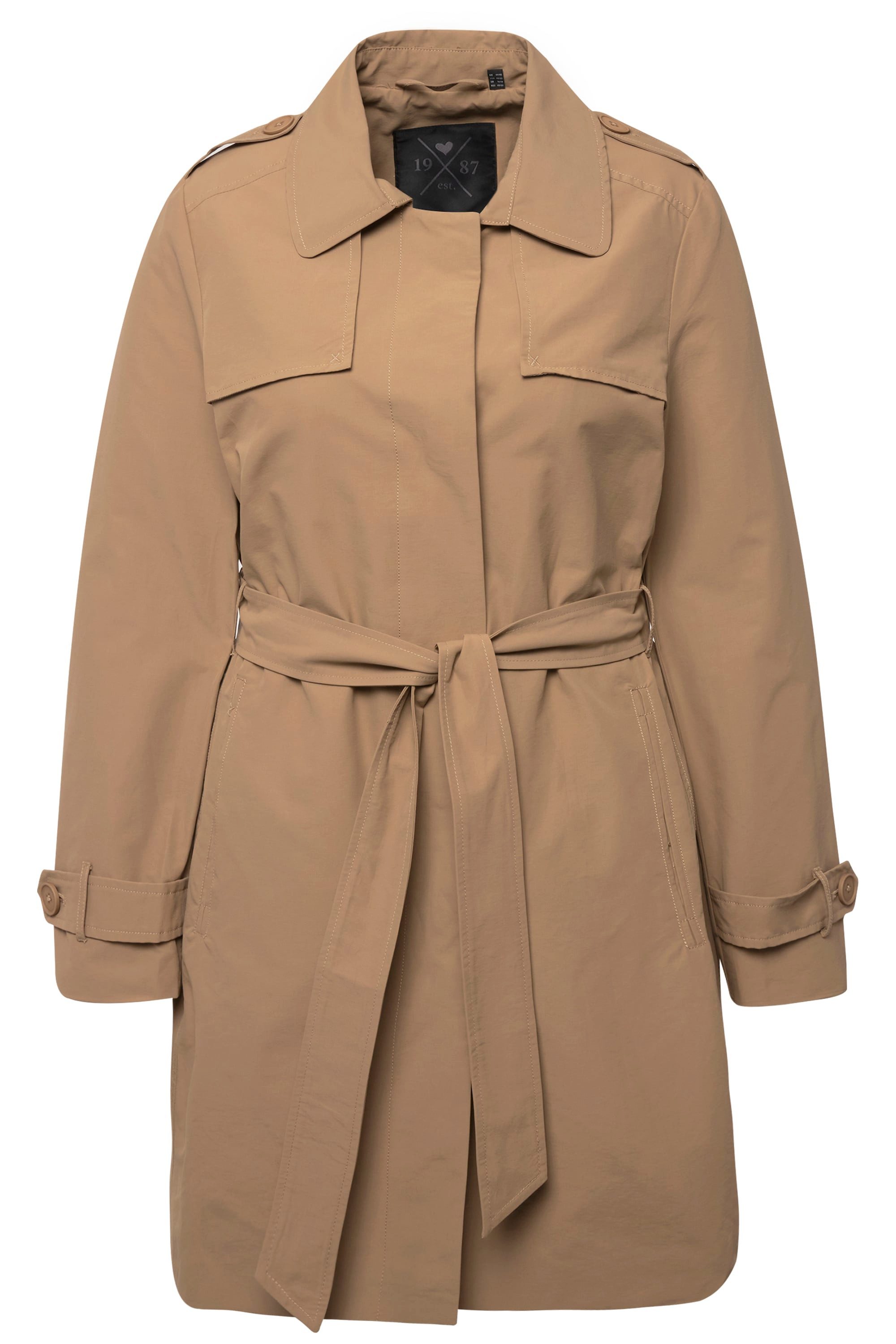 Ulla Popken Wintermantel Trenchcoat A-Linie Hemdkragen günstig online kaufen