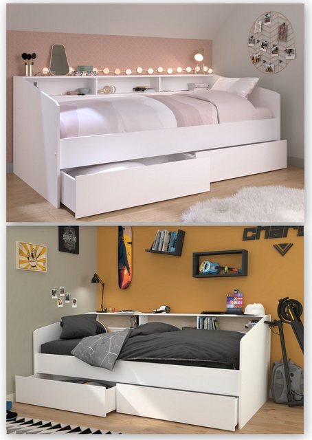 Parisot Stauraumbett "Sleep, Daybed, Kinderbett, Rückwand der Regale drehba günstig online kaufen