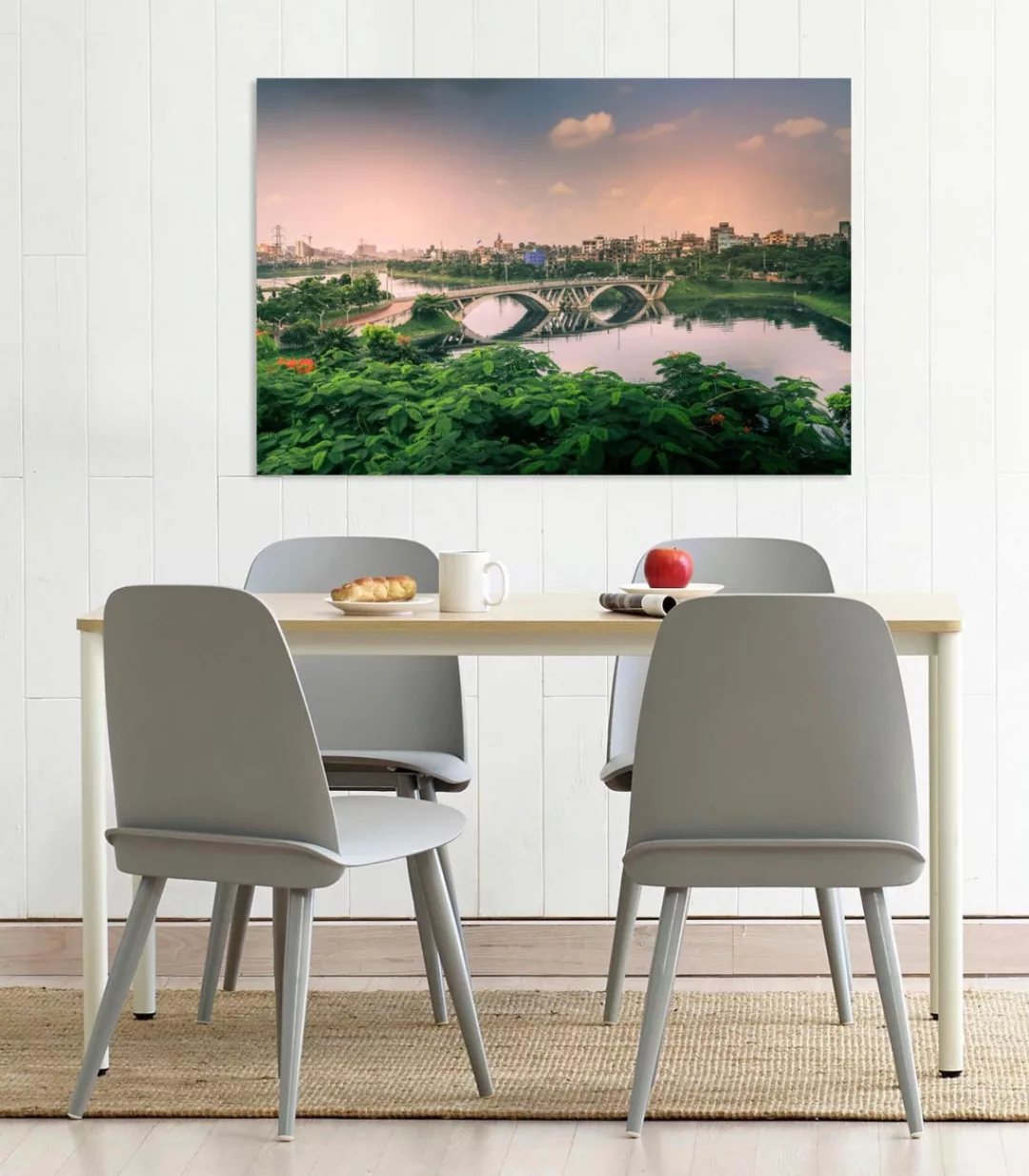 queence Acrylglasbild "Brücke", Brücken-Pflanzen-Himmel, Fine Art-Print in günstig online kaufen