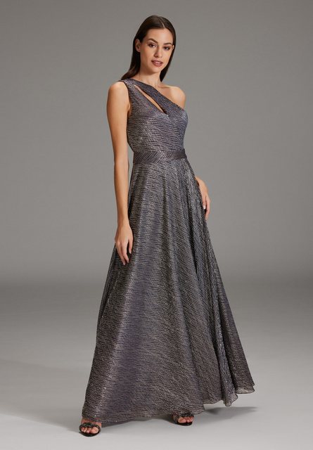 SWING Abendkleid Glitzerndes One Shoulder Maxikleid - festliches Plisse Kle günstig online kaufen