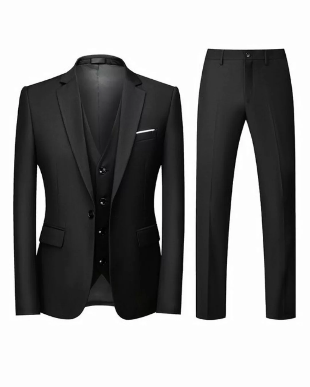 Allthemen Anzug (3 tlg, Sakko & Weste & Hose) Herren Anzug Slim Fit ein Kno günstig online kaufen