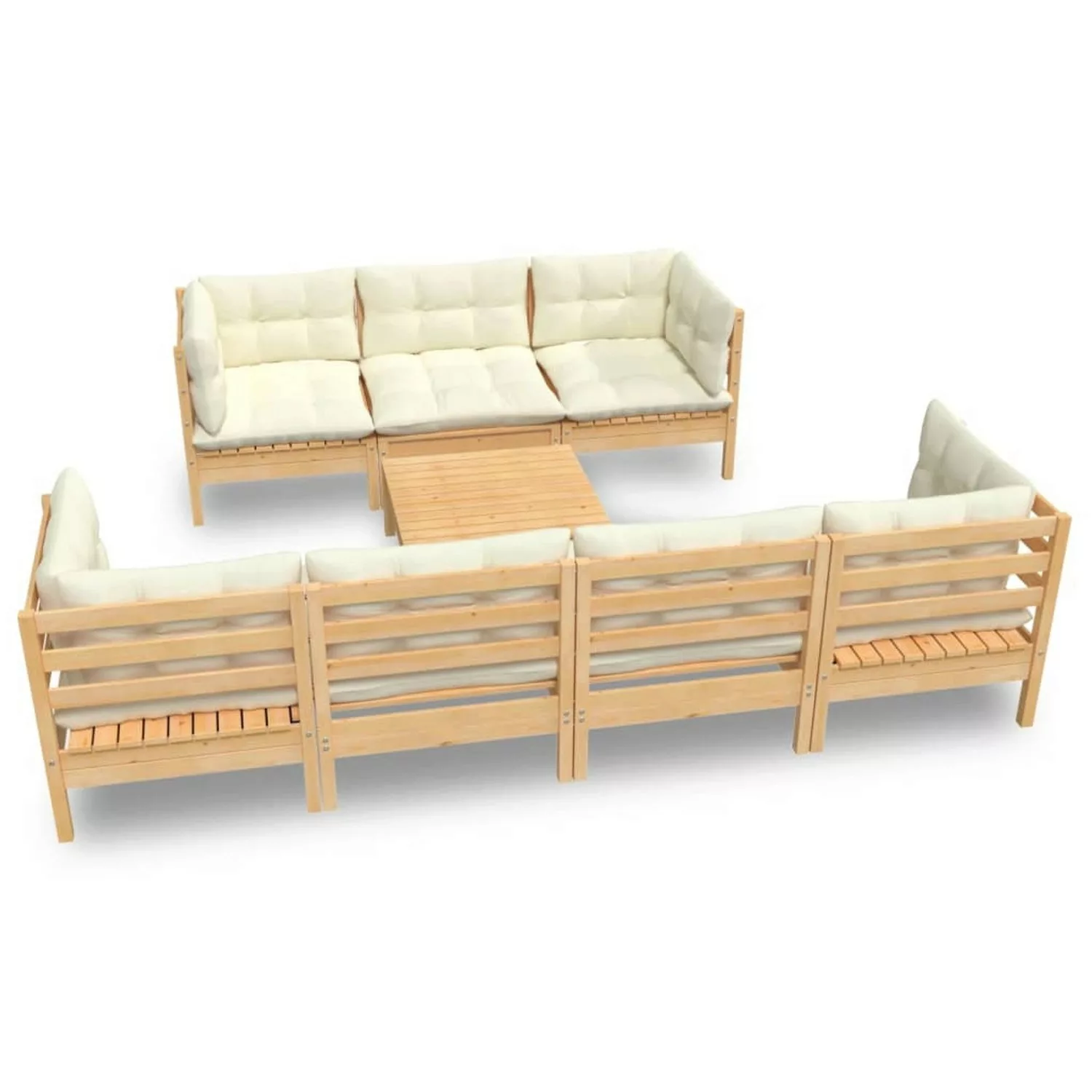 vidaXL 8-tlg Garten-Lounge-Set mit Creme Kissen Massivholz Kiefer Modell 1 günstig online kaufen