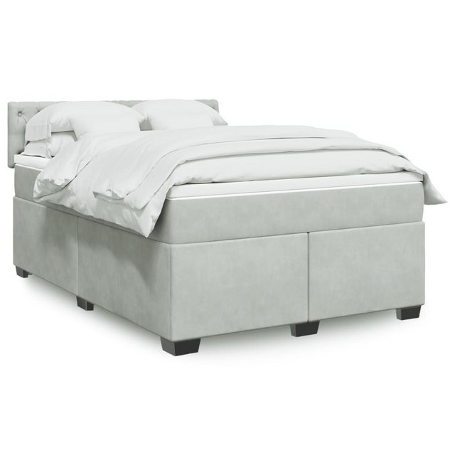 vidaXL Boxspringbett, Boxspringbett mit Matratze Hellgrau 140x200 cm Samt günstig online kaufen