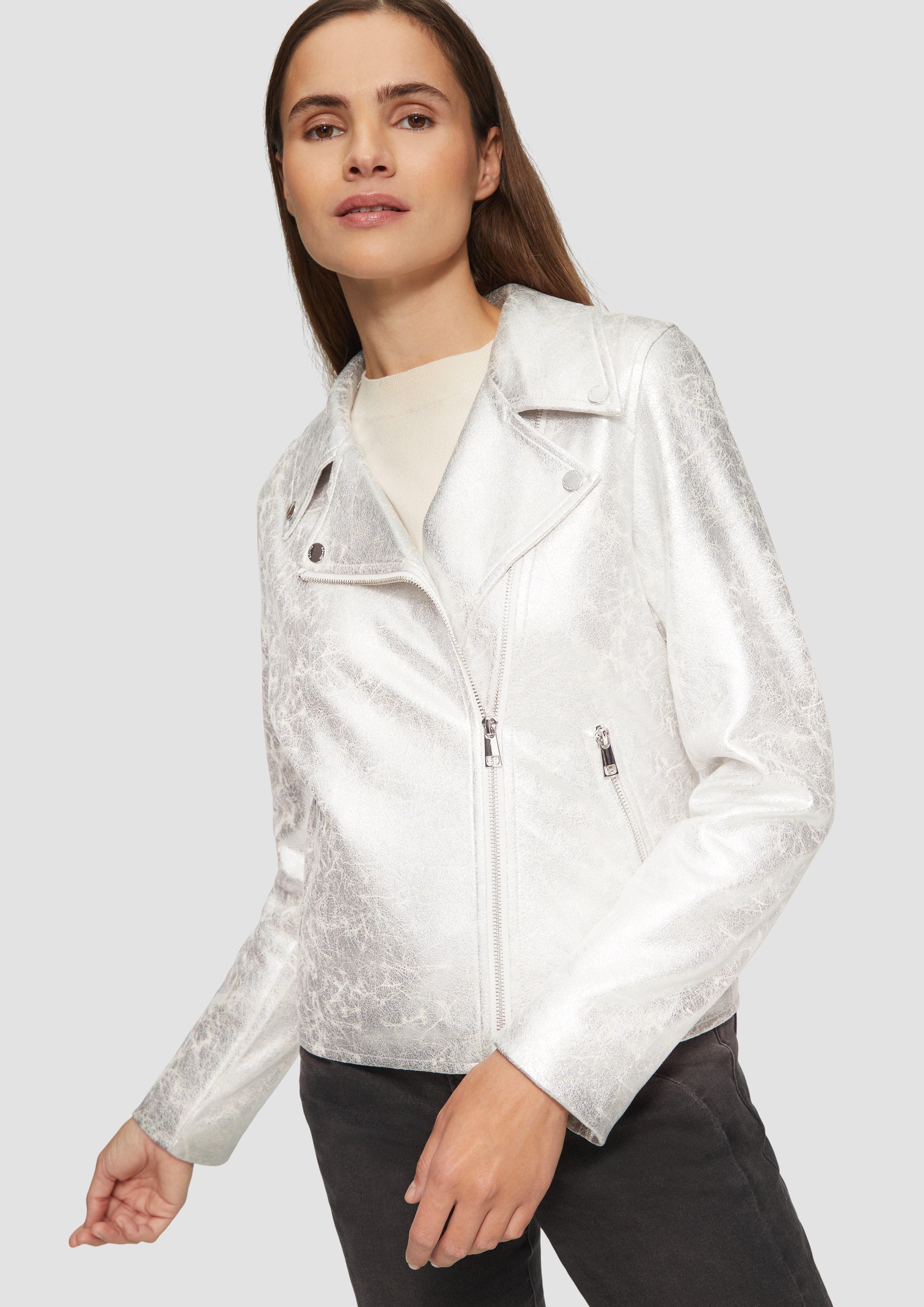 s.Oliver Funktionsjacke Bikerjacke in Veloursleder-Optik günstig online kaufen