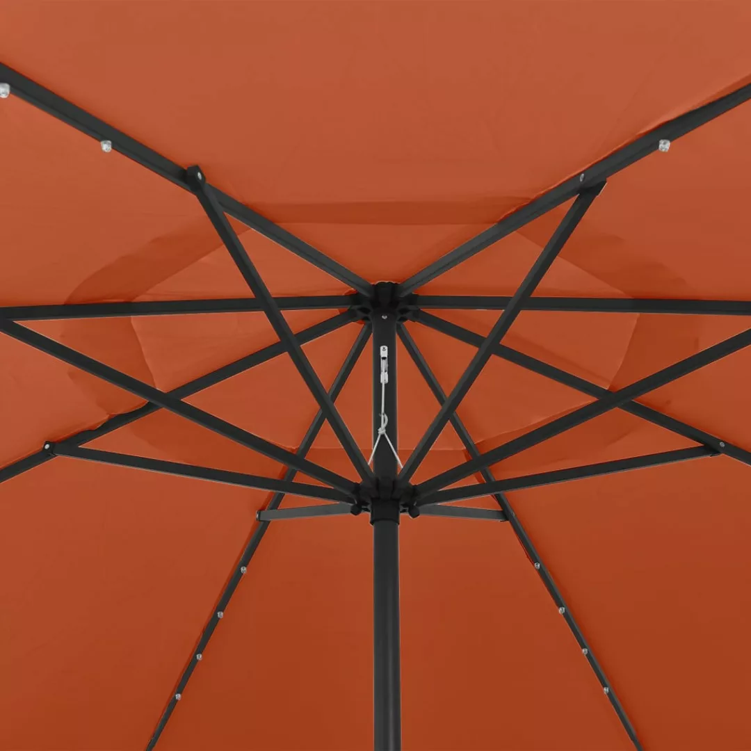 Sonnenschirm Mit Led-leuchten Und Metallmast 400 Cm Terrakotta günstig online kaufen
