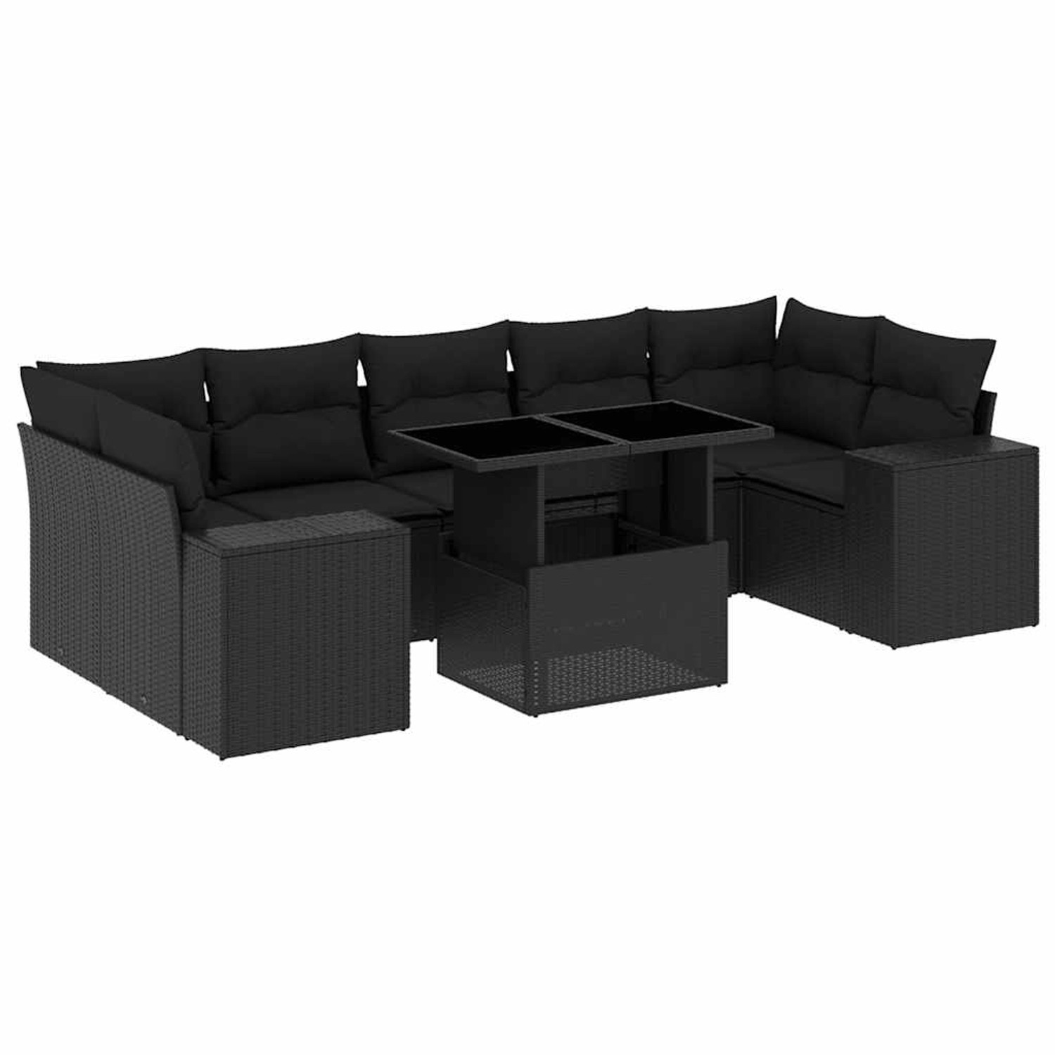 vidaXL 8-Tlg Garten-Sofagarnitur mit Kissen Schwarz Poly Rattan 3269035 günstig online kaufen