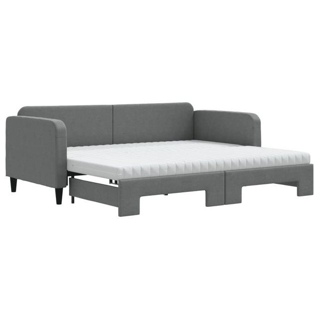 vidaXL Bett Tagesbett Ausziehbar mit Matratzen Dunkelgrau 90x200 cm Stoff günstig online kaufen