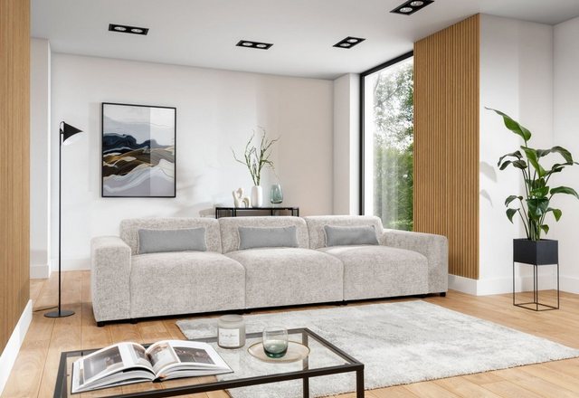 Luxusbetten24 Sofa Designer 3er Sofa Napoli, mit geflochtener Stoffstruktur günstig online kaufen