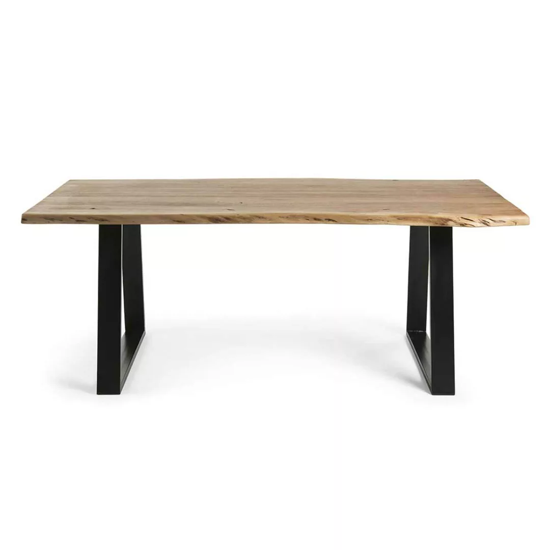 Baumkanten Tisch aus Akazie Massivholz und Stahl Loft Design günstig online kaufen