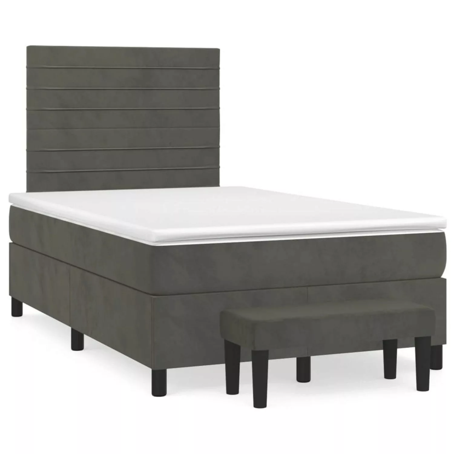 vidaXL Boxspringbett Boxspringbett mit Matratze Dunkelgrau 120x200 cm Samt günstig online kaufen