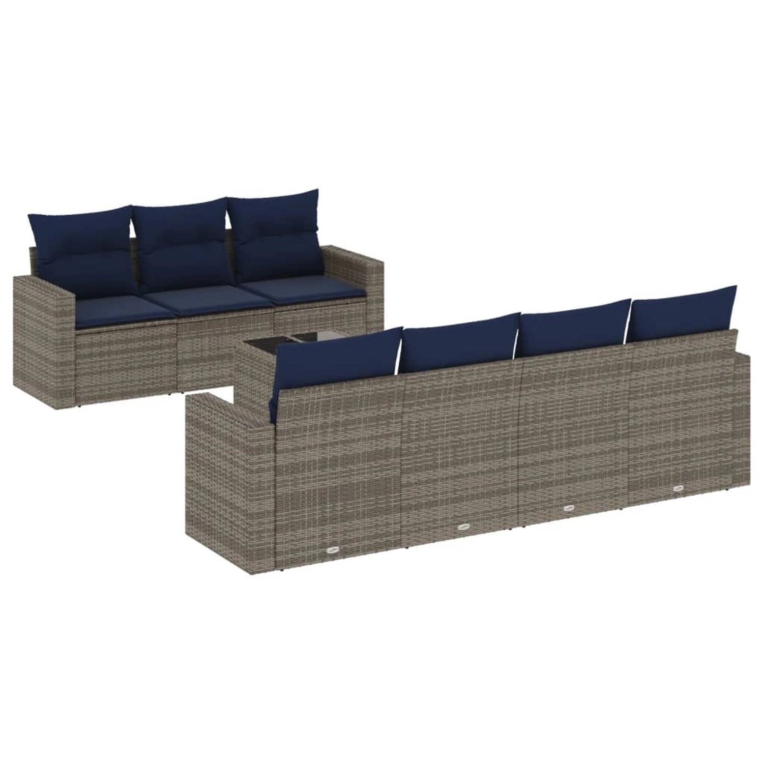 vidaXL 8-Tlg Garten-Sofagarnitur mit Kissen Grau Poly Rattan 3218720 günstig online kaufen