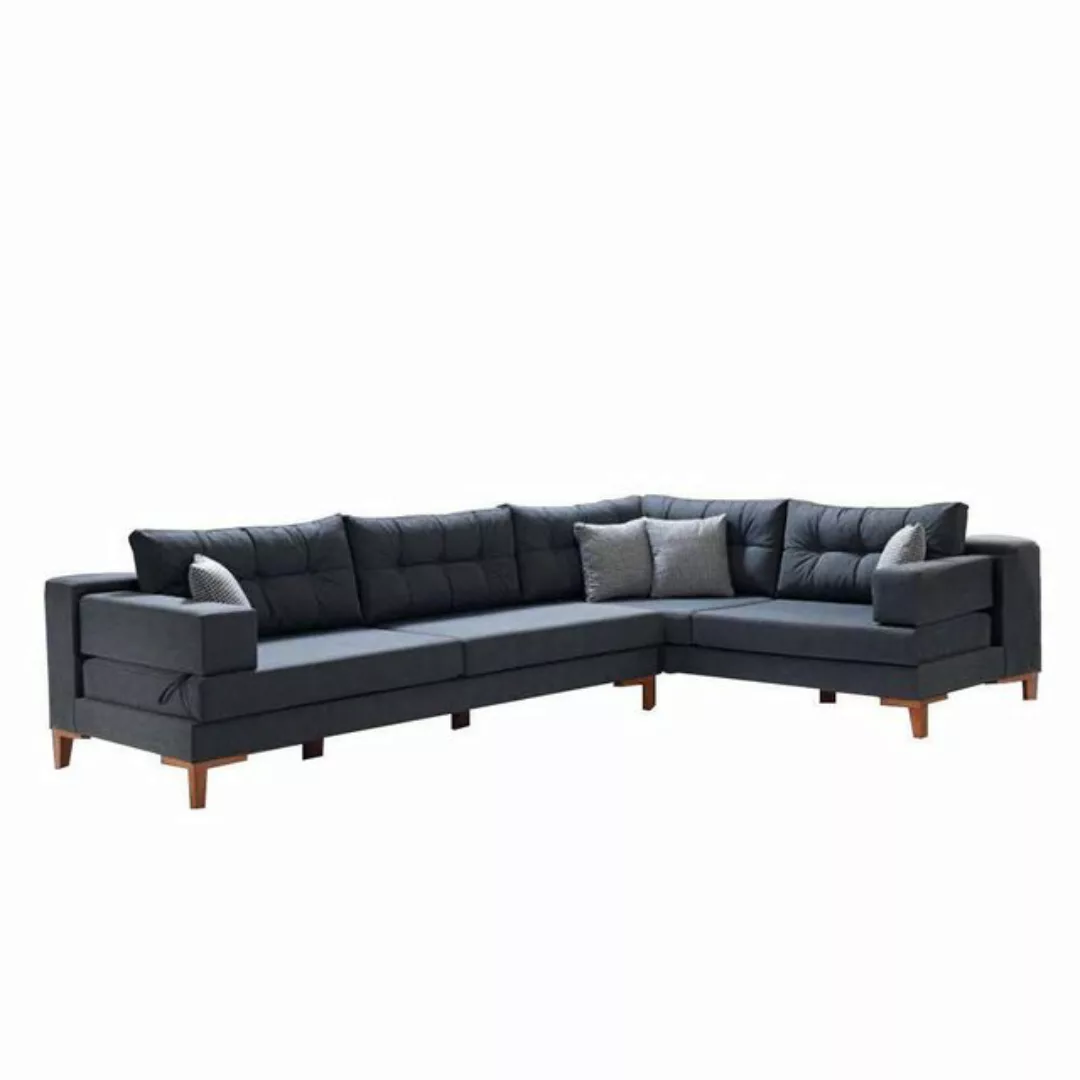 JVmoebel Ecksofa Dunkelgraues Ecksofa Wohnzimmer L-Form Couch Luxus Stoffco günstig online kaufen