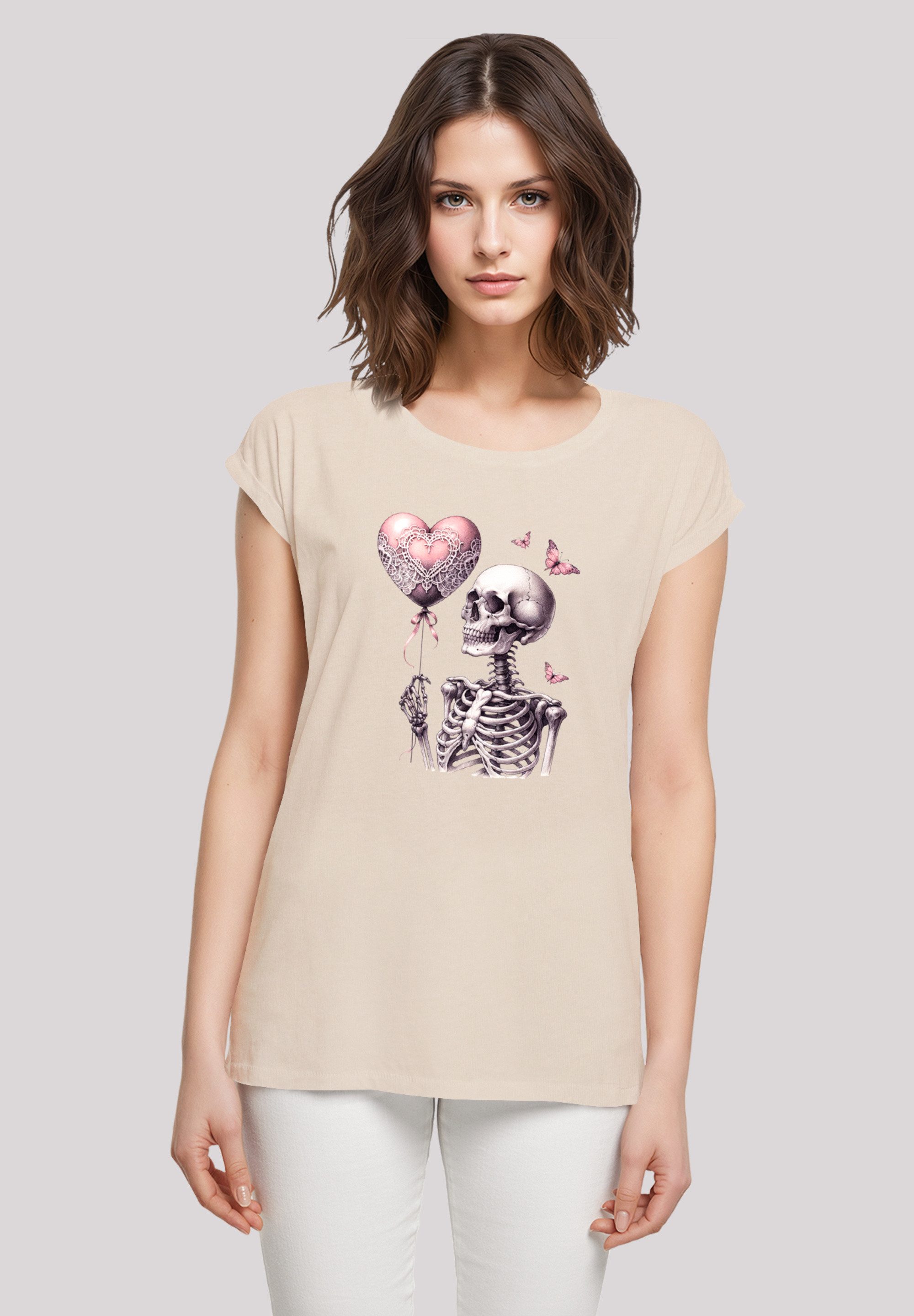 F4NT4STIC T-Shirt Skelett hält Herzballon Premium günstig online kaufen