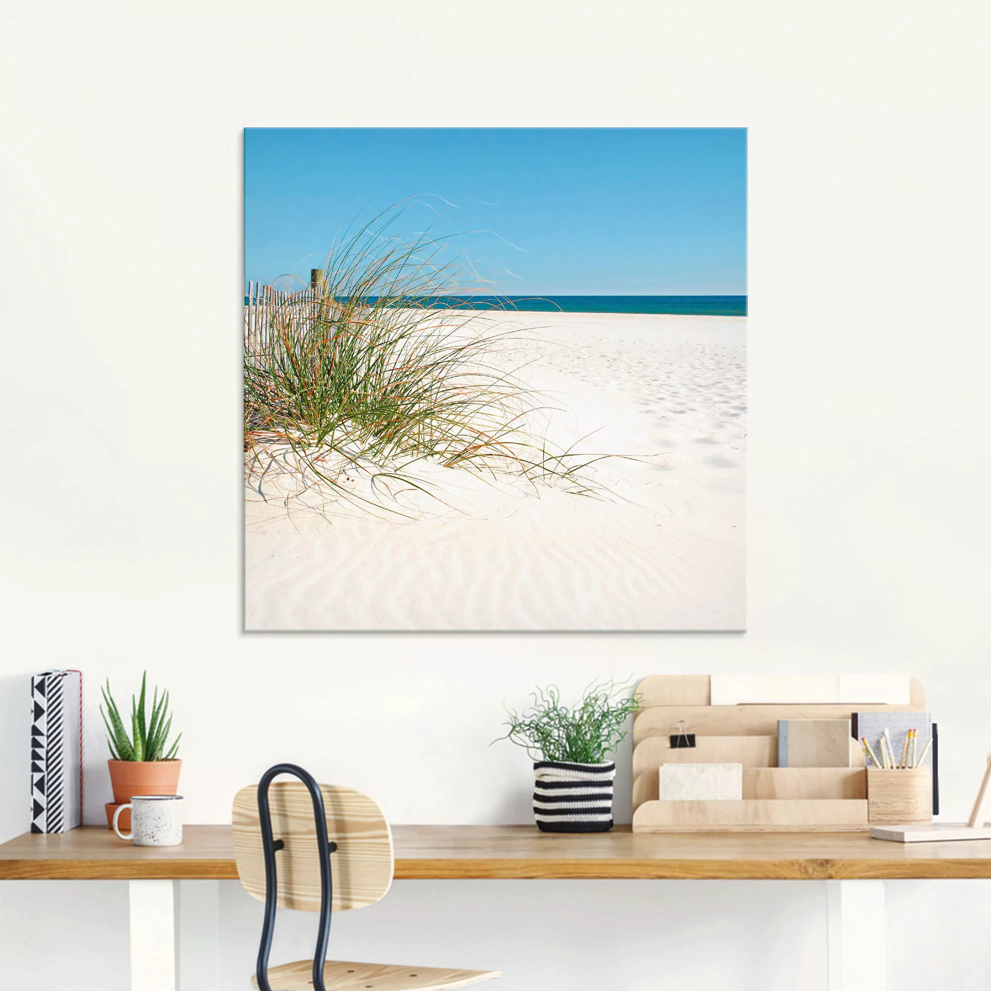 Artland Glasbild »Schöne Sanddüne mit Gräsern und Zaun«, Strand, (1 St.), i günstig online kaufen