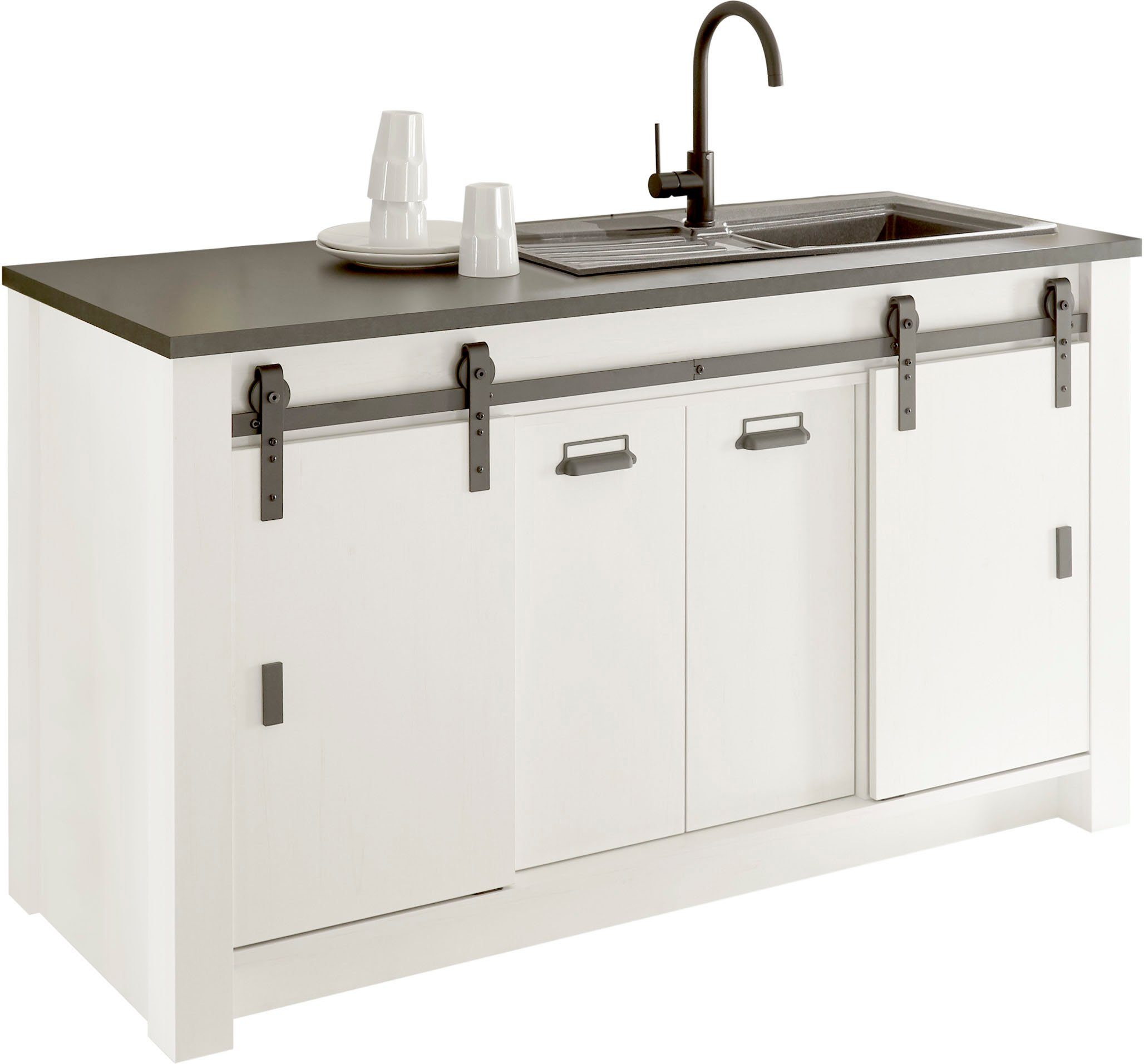 Home affaire Spülenschrank "Sherwood", Breite 161 cm, Scheunentorbeschlag u günstig online kaufen
