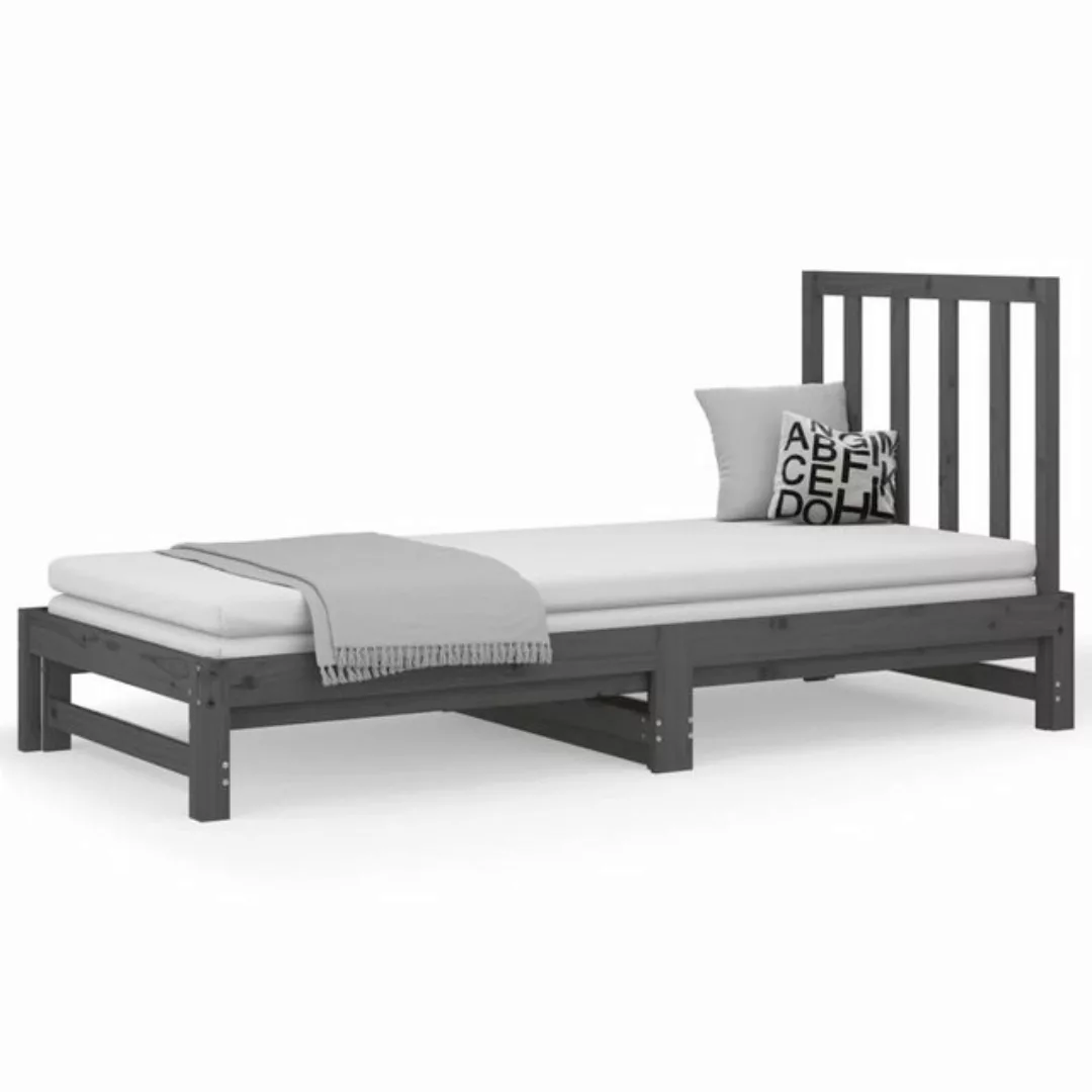 furnicato Bett Tagesbett Ausziehbar Grau 2x(90x200) cm Massivholz Kiefer (1 günstig online kaufen