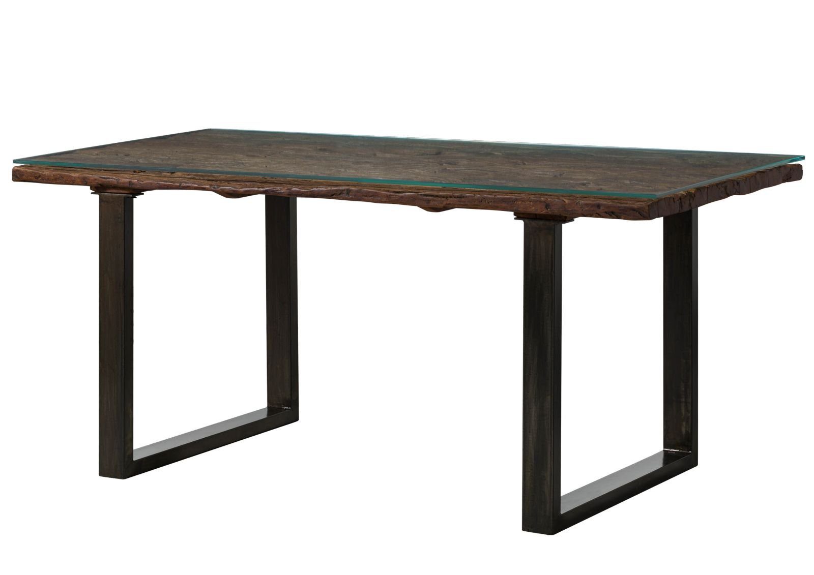 Massivmoebel24 Baumkantentisch SEVILLA (Esstisch mit Glas günstig online kaufen