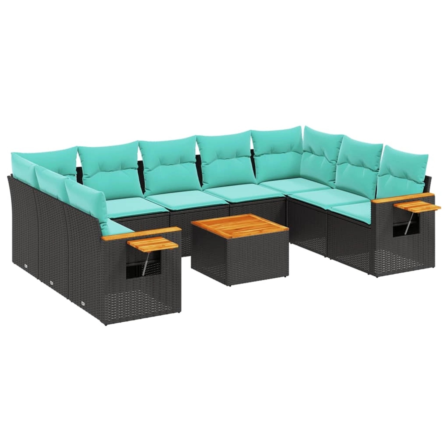 vidaXL 10-Tlg Garten-Sofagarnitur mit Kissen Schwarz Poly Rattan 3227121 günstig online kaufen
