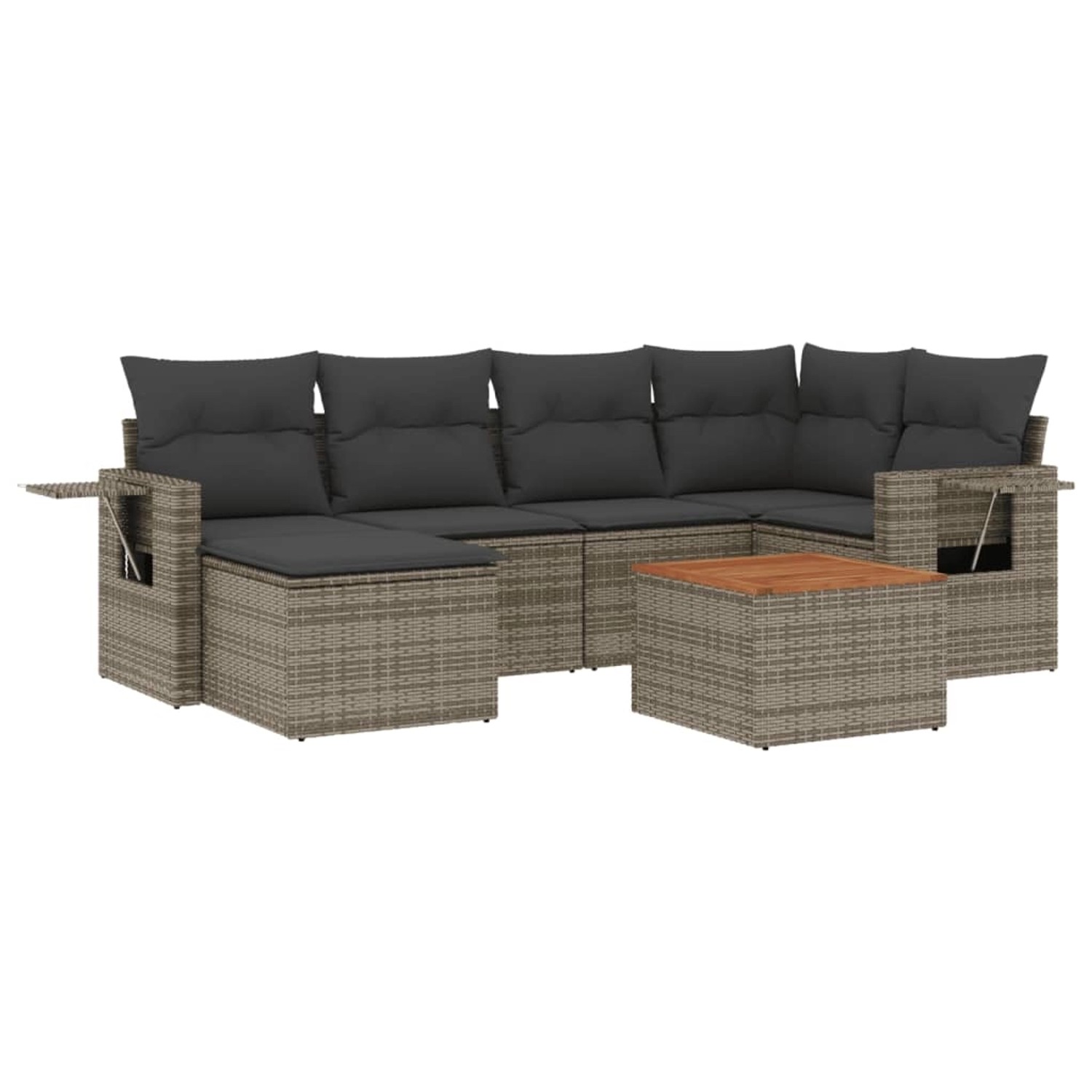 vidaXL 7-Tlg Garten-Sofagarnitur mit Kissen Grau Poly Rattan 3256998 günstig online kaufen