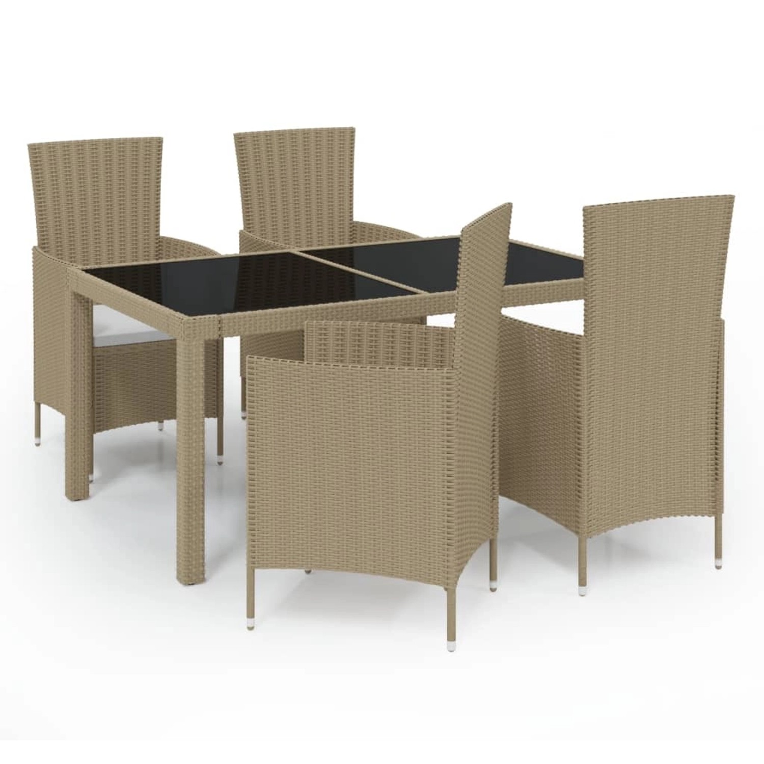 vidaXL 5-tlg Garten-Essgruppe mit Kissen Poly Rattan Beige Modell 7 günstig online kaufen